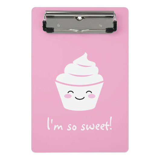 Süßes rosa animiertes Cupcake Mini Klemmbrett (Vorderseite)