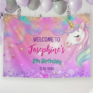Süßes rosa aqua Einhorn Geburtstag Banner