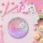 Süßes rosa aqua Einhorn Geburtstag Pappteller (Party)
