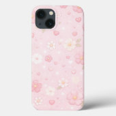 Süßes Rosa Ästhetisches Blumenmuster Case-Mate iPhone Hülle (Rückseite)