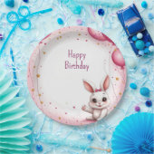 Süßes rosa Baby-Häschen 🐰 Pappteller (Party)