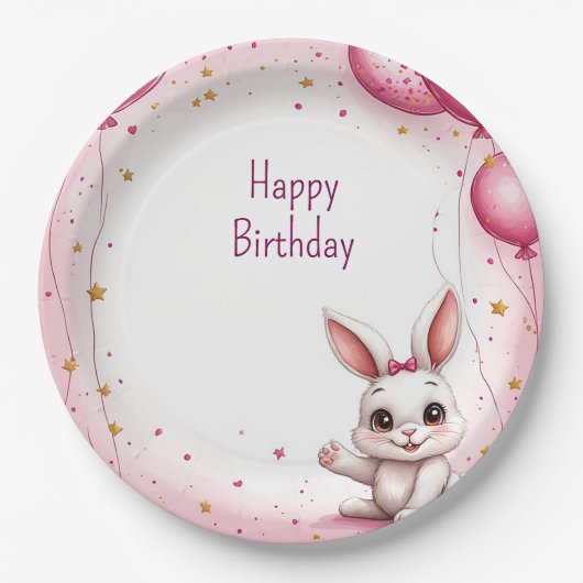 Süßes rosa Baby-Häschen 🐰 Pappteller (Vorderseite)