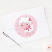 Süßes rosa Baby Lamm Runder Aufkleber (Umschlag)