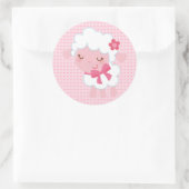 Süßes rosa Baby Lamm Runder Aufkleber (Tasche)