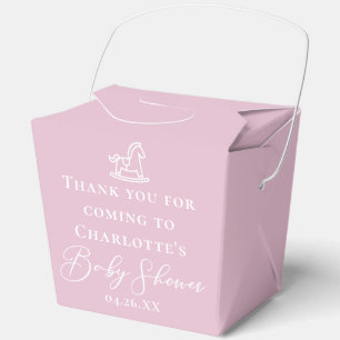 Süßes Rosa-Babyshower-Holzpferd-Glück Geschenkschachtel