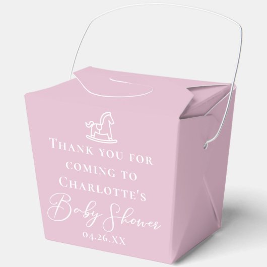 Süßes Rosa-Babyshower-Holzpferd-Glück Geschenkschachtel (Vorderseite)