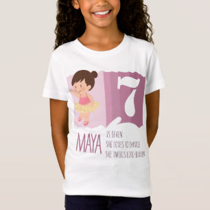 Süßes Rosa-Ballett-Design zum 7. Geburtstag Reim T-Shirt