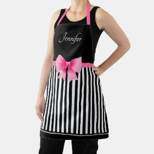 Süßes rosa Band Schwarz-Weiß-Streifen-Muster Schürze