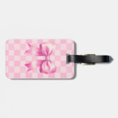 Süßes rosa Band und Gingham süßes Mädchen-Muster Gepäckanhänger (Rückseite horizontal)