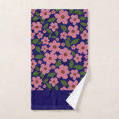 Süßes rosa Blumenmuster Monogramm Badhandtuch Set (Handtuch)