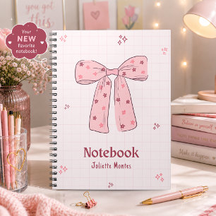 Süßes rosa Coquette-Schleifen-Notizbuch Notizblock