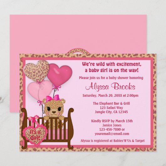 Süßes Rosa der GEPARD Einladung (Vorne/Hinten)