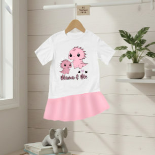 Süßes Rosa Dinosaurier Baby T-Shirt „Mama & Ich“