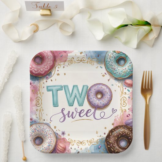 Süßes rosa Donut-Thema Pappteller (Hochzeit)