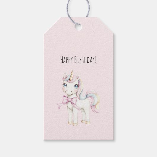 Süßes Rosa Einhorn Geburtstag Geschenkanhänger (Vorderseite)