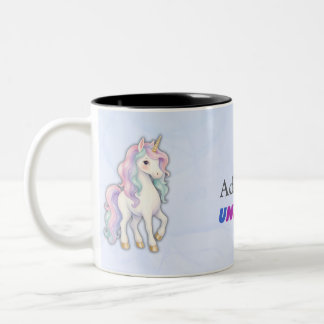 Süßes rosa Einhorn-Muster personalisierter Name Zweifarbige Tasse