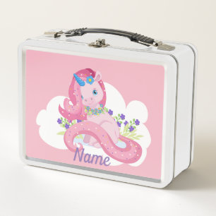 Süßes Rosa Einhorn Personalisiert Metall Lunch Box