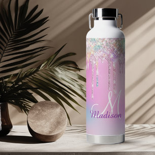 Süßes Rosa Einhorn Regenbogen Glitter Tropfen Mono Trinkflasche