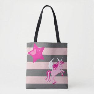 Süßes rosa Einhorn und rosa Stern Tasche
