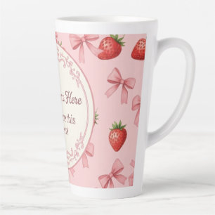 Süßes Rosa Erdbeer- und Schleifenmuster mit indivi Milchtasse