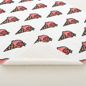Süßes rosa Erdbeereiscreme-Ästhetik-Muster Sherpadecke (3/4)