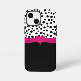 Süßes rosa falsches Rhinestone-Herz und Punkte iPhone 13 Mini Hülle