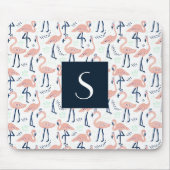 Süßes rosa Flamingo-Monogramm Mousepad (Vorne)