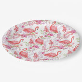 Süßes rosa Flamingo-Muster-Party Pappteller (Schrägansicht)