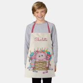 Süßes rosa flauschiges Sockenmonster-Kindermotiv Schürze (Getragen)