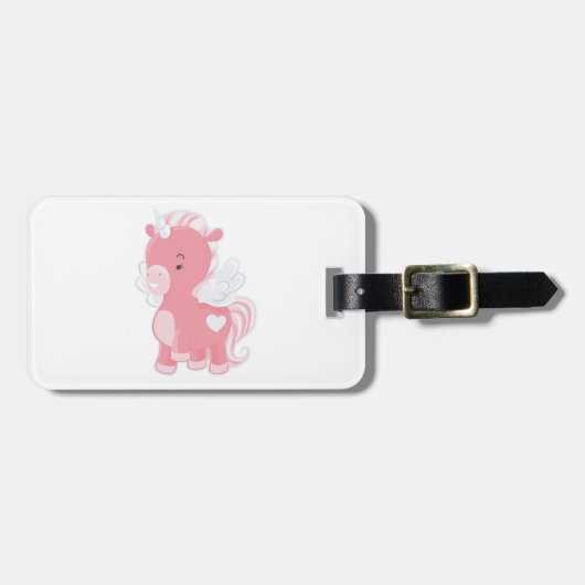Süßes Rosa Fliegendes Einhorn Pegacorn Gepäckanhänger (Vorderseite horizontal)