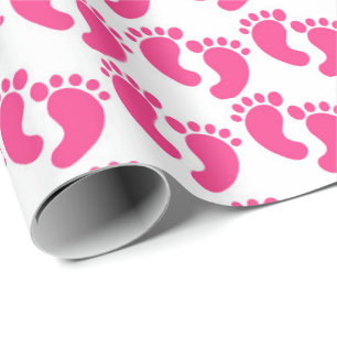 Süßes rosa gefliestes Babyfüße-Muster Geschenkpapier
