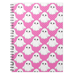 Süßes rosa Gespenstermuster Kawaii Halloween Spira Notizblock