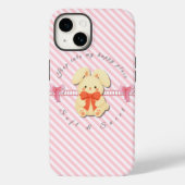 Süßes rosa gestreiftes Häschen Soft iPhone 14 Case (Rückseite)