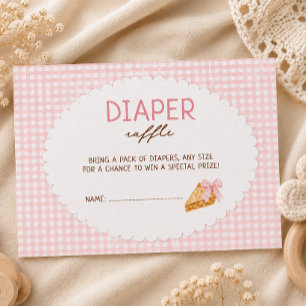 Süßes rosa Gingham-Baby-Shower-Windel-Raffel Begleitkarte