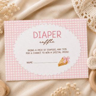 Süßes rosa Gingham-Baby-Shower-Windel-Raffel Begleitkarte