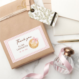 Süßes rosa Gingham zum ersten Geburtstag Rechteckiger Aufkleber