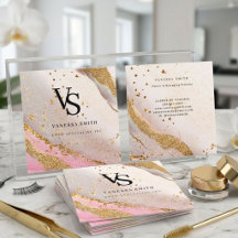 Süßes Rosa Gold Glitter Marmor Achat Monogramm