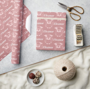 Süßes Rosa Graduierungs-Eulen-Muster Geschenkpapier