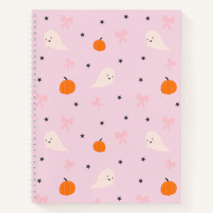 Süßes rosa Halloween-Geister-Muster-Notizbuch Notizblock