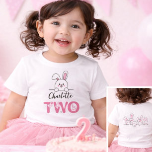 Süßes rosa Häschen-Mädchen zum zweiten Geburtstag Baby T-shirt