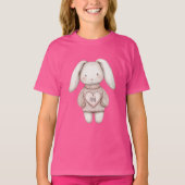 Süßes rosa Häschen mit rosa Pullover und Herz (Vorderseite)