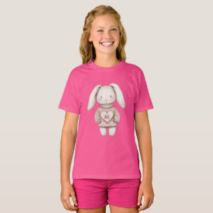 Süßes rosa Häschen mit rosa Pullover und Herz