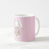 Süßes rosa Häschen mit rosa Pullover und Herz Kaffeetasse (VorderseiteRechts)