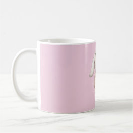 Süßes rosa Häschen mit rosa Pullover und Herz Kaffeetasse