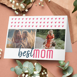 Süßes rosa Herz Beste Mama 2 Fotos Muttertag Karte