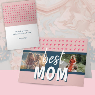 Süßes rosa Herz Beste Mama 2 Fotos Muttertag Karte