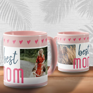 Süßes rosa Herz Beste Mama 2 Fotos Muttertag Tasse