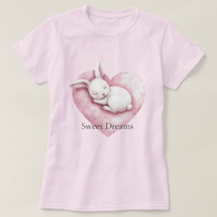 Süßes rosa Herz Häschen Herz Kissen T-Shirt