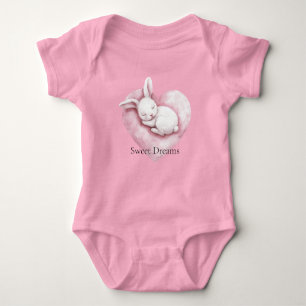 Süßes rosa Herz-Häschen-Herzkissen Baby Strampler