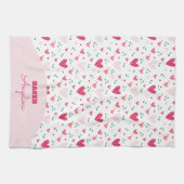 Süßes Rosa-Herzen-Muster Mädchen süße Küche Geschirrtuch (Horizontal)